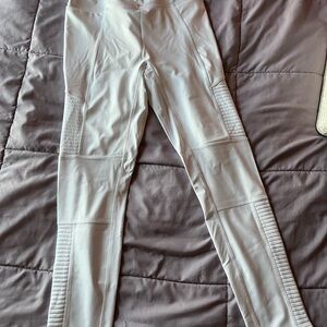 Fabletics brand white moto style leggings